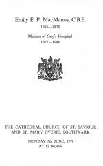 MacManus, Matron of Guy's. [Signed w/ additional material].